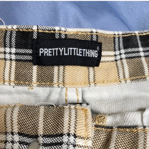 stone check denim skirt